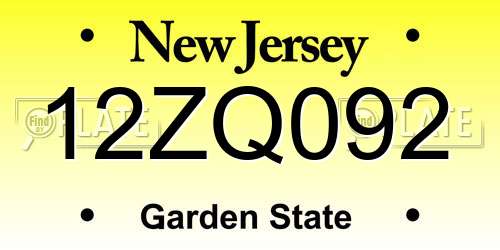 12ZQ092 New Jersey License Plate