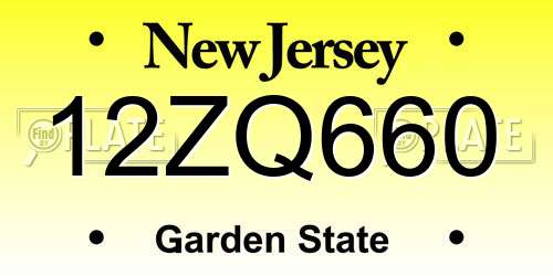 12ZQ660 New Jersey License Plate