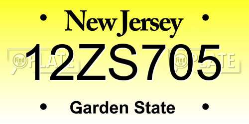 12ZS705 New Jersey License Plate