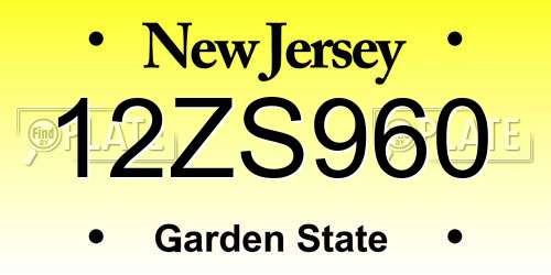 12ZS960 New Jersey License Plate