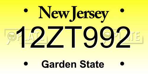 12ZT992 New Jersey License Plate