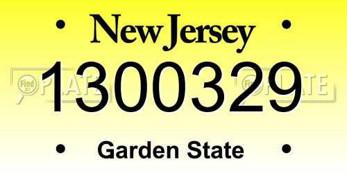 1300329 New Jersey License Plate