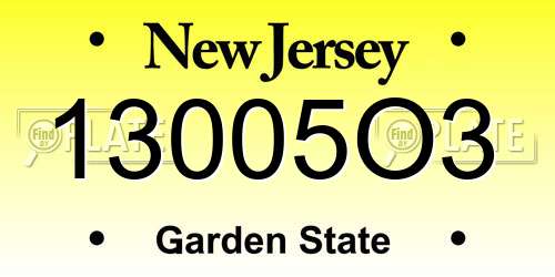 13005O3 New Jersey License Plate