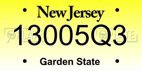13005Q3 New Jersey License Plate