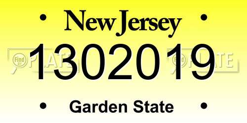 1302019 New Jersey License Plate