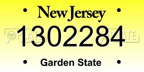 1302284 New Jersey License Plate