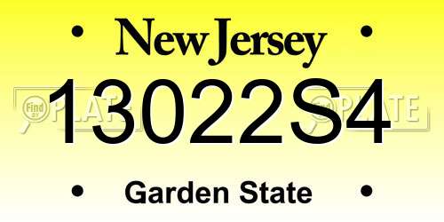 13022S4 New Jersey License Plate