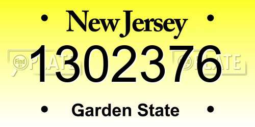 1302376 New Jersey License Plate