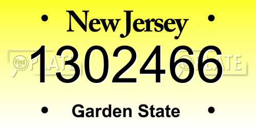 1302466 New Jersey License Plate