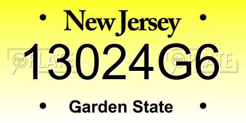 13024G6 New Jersey License Plate