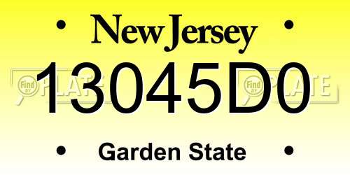 13045D0 New Jersey License Plate