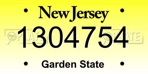 1304754 New Jersey License Plate