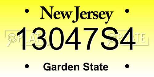 13047S4 New Jersey License Plate