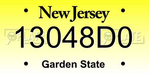 13048D0 New Jersey License Plate