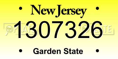 1307326 New Jersey License Plate