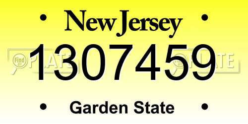1307459 New Jersey License Plate