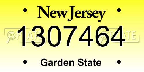 1307464 New Jersey License Plate
