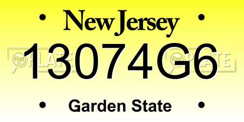 13074G6 New Jersey License Plate