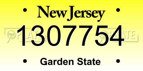 1307754 New Jersey License Plate