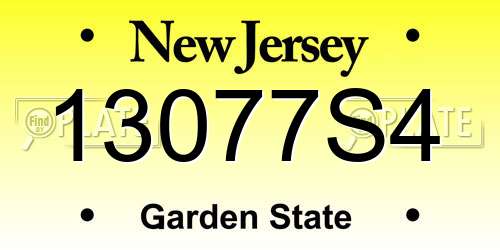 13077S4 New Jersey License Plate
