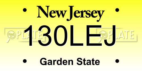 130LEJ New Jersey License Plate