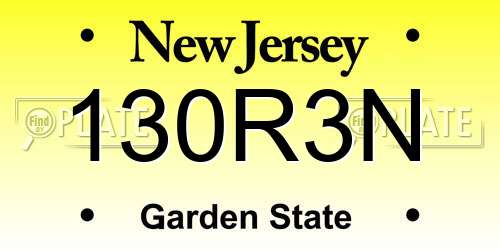 130R3N New Jersey License Plate