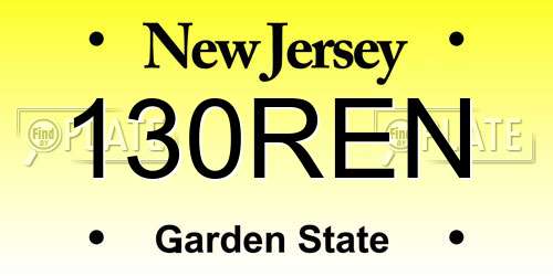 130REN New Jersey License Plate