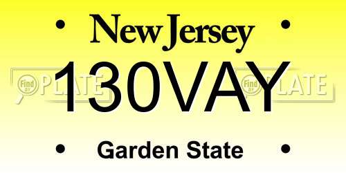 130VAY New Jersey License Plate