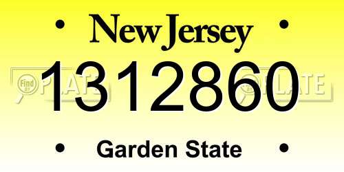 1312860 New Jersey License Plate