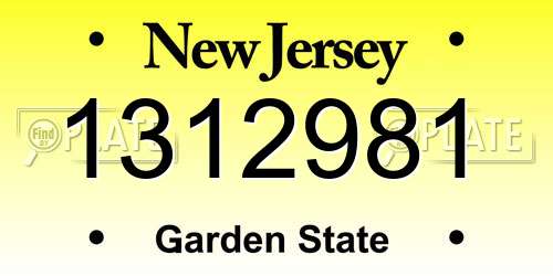 1312981 New Jersey License Plate