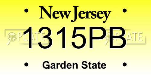 1315PB New Jersey License Plate