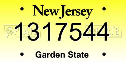1317544 New Jersey License Plate