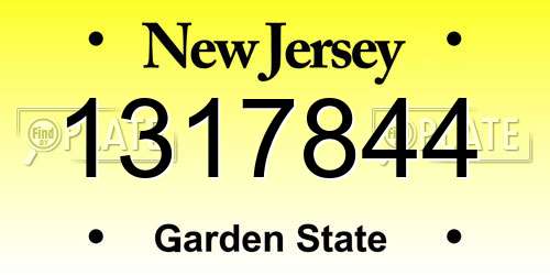 1317844 New Jersey License Plate
