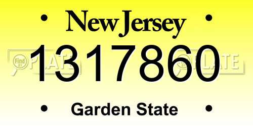 1317860 New Jersey License Plate