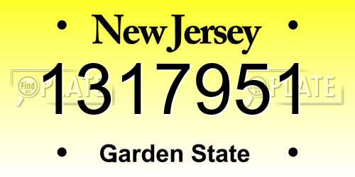 1317951 New Jersey License Plate