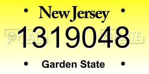 1319048 New Jersey License Plate