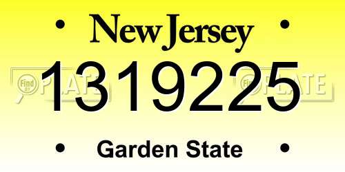 1319225 New Jersey License Plate