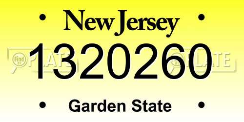 1320260 New Jersey License Plate