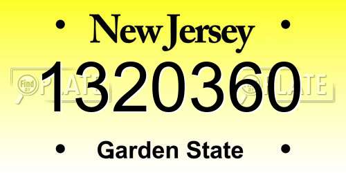 1320360 New Jersey License Plate