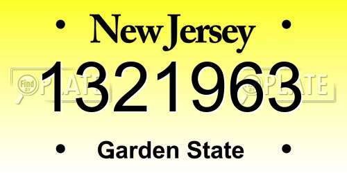 1321963 New Jersey License Plate