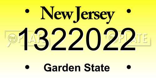 1322022 New Jersey License Plate