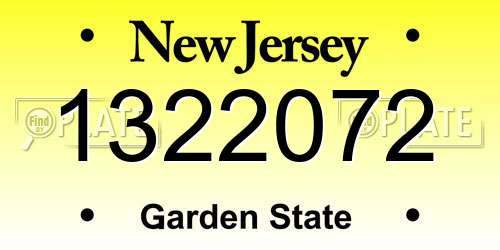 1322072 New Jersey License Plate
