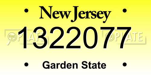 1322077 New Jersey License Plate