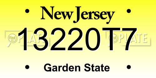 13220T7 New Jersey License Plate