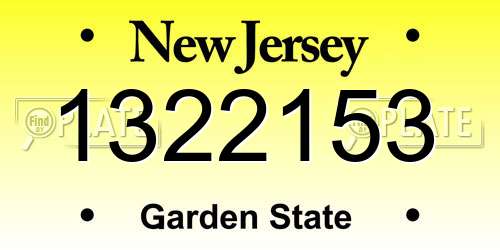 1322153 New Jersey License Plate