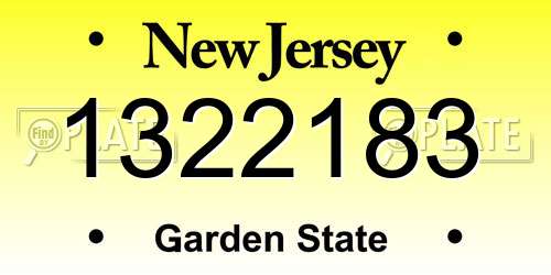 1322183 New Jersey License Plate
