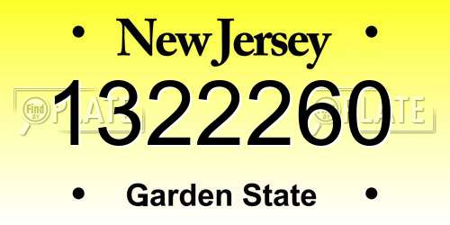 1322260 New Jersey License Plate
