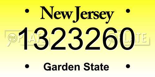 1323260 New Jersey License Plate