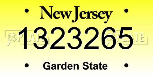 1323265 New Jersey License Plate