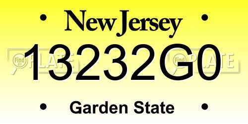 13232G0 New Jersey License Plate